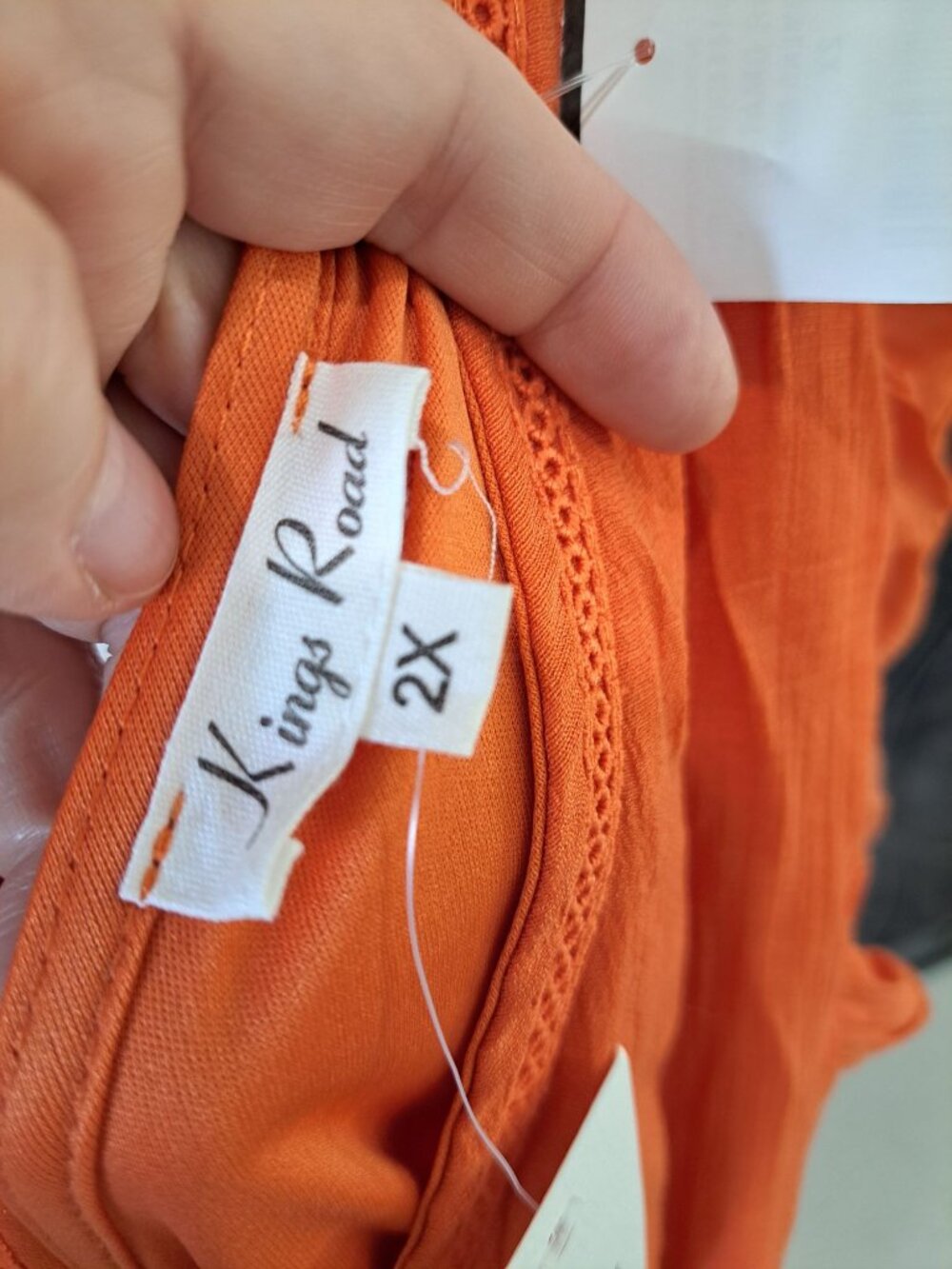 NWT 2XL Kings Road Orange Maxi Dress Ruffle Sleeves Smocked Waist Crochet Hem - Picture 7 of 16
